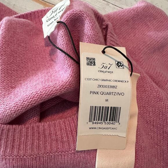 Cinq à Sept Women's C'est Chic Wool Blend Sweater Size Medium Pink Quartz Ivo - Picture 5 of 13